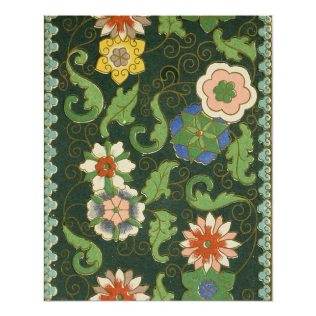 Antique Chinese Cloisonne Pattern: Jade Green Poster (Front)