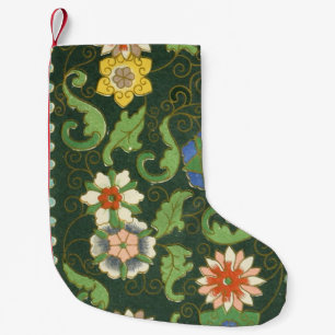 Antique Chinese Cloisonne Pattern: Jade Green Small Christmas Stocking