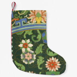 Antique Chinese Cloisonne Pattern: Jade Green Small Christmas Stocking