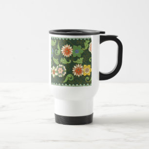 Antique Chinese Cloisonne Pattern: Jade Green Travel Mug