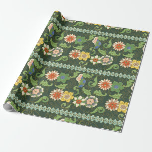 Antique Chinese Cloisonne Pattern: Jade Green Wrapping Paper