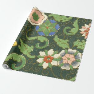 Antique Chinese Cloisonne Pattern: Jade Green Wrapping Paper