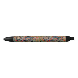 Antique Chinese Dragon Silk Embroidery Pattern Black Ink Pen