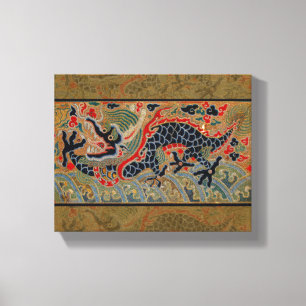 Antique Chinese Dragon Silk Embroidery Pattern Canvas Print