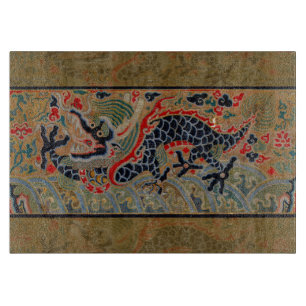 Antique Chinese Dragon Silk Embroidery Pattern Cutting Board