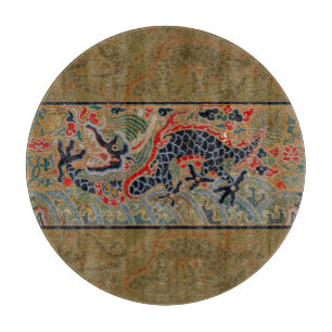 Antique Chinese Dragon Silk Embroidery Pattern Cutting Board