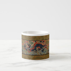 Antique Chinese Dragon Silk Embroidery Pattern Espresso Cup
