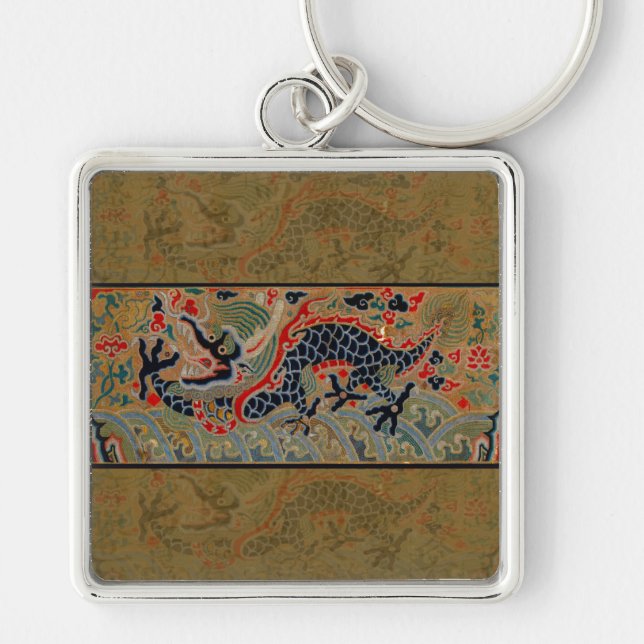 Antique Chinese Dragon Silk Embroidery Pattern Key Ring (Front)