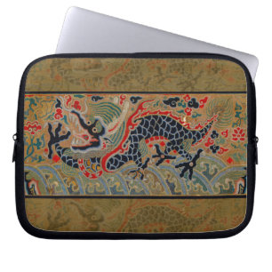 Antique Chinese Dragon Silk Embroidery Pattern Laptop Sleeve