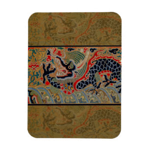 Antique Chinese Dragon Silk Embroidery Pattern Magnet