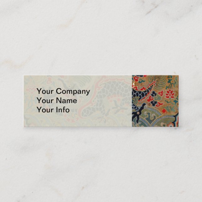 Antique Chinese Dragon Silk Embroidery Pattern Mini Business Card (Front)