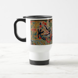 Antique Chinese Dragon Silk Embroidery Pattern Travel Mug