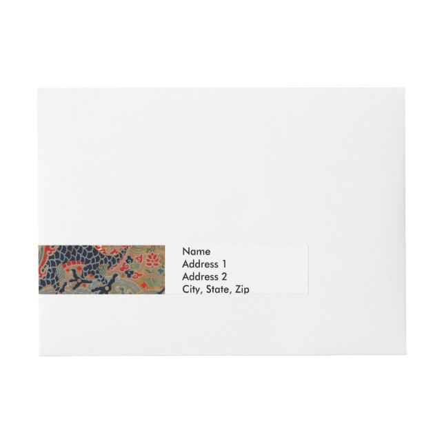 Antique Chinese Dragon Silk Embroidery Pattern Wraparound Address Label (Front)