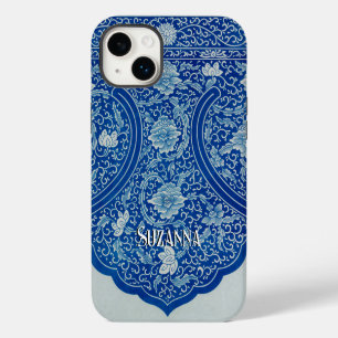 Antique Chinese Floral Cobalt Blue Pattern Name iPhone 14 Plus Case