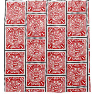 Antique Chinese Page Stamp Design Dragon Postcard Shower Curtain