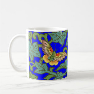 Antique Chinese Porcelain flowers and Butterflies Coffee Mug
