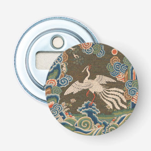 Antique Chinese White Bird Silk Embroidery Print Bottle Opener