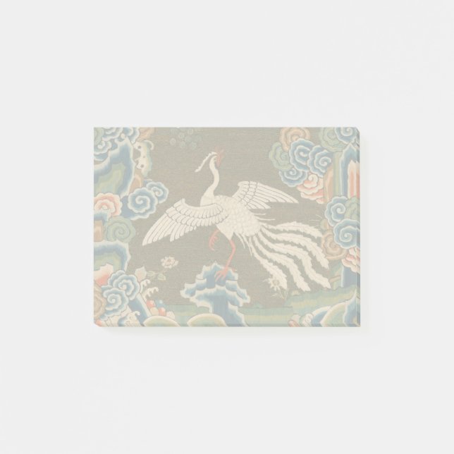 Antique Chinese White Bird Silk Embroidery Print Post-it Notes (Front)