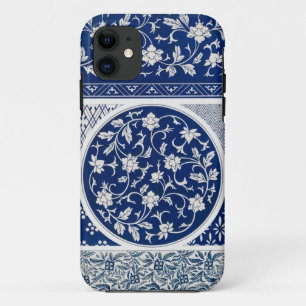 Antique Chinoiserie Chinese Pattern Dark Blue Case-Mate iPhone Case