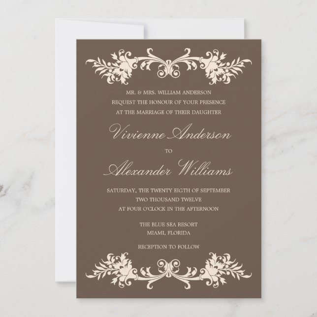 ANTIQUE CHOCOLATE  | WEDDING INVITATION (Front)