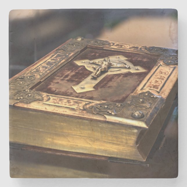 Antique Christian Bible Stone Coaster (Front)