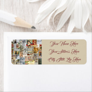 Antique Christmas Ephemera Collage Return Address