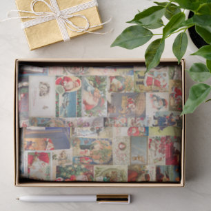 Antique Christmas Holiday Greeting Cards Pattern Tissue Paper