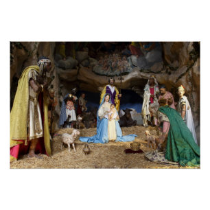 Antique Christmas Nativity Scene Poster
