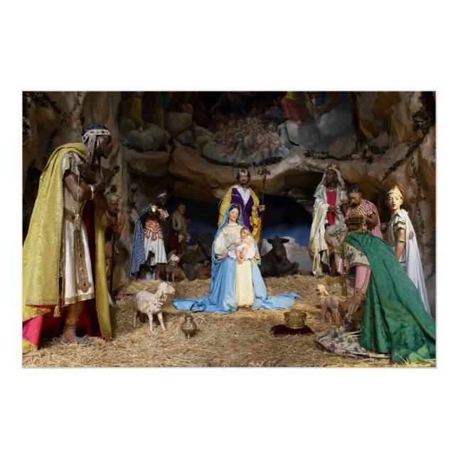 Antique Christmas Nativity Scene Poster (Front)