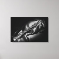 Antique clarinet still life, B&W