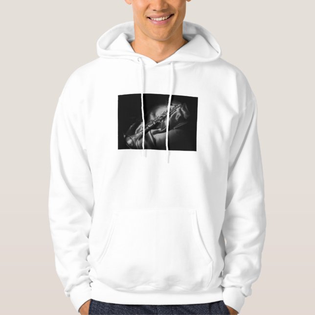 Antique clarinet still life, B&W Hoodie (Front)