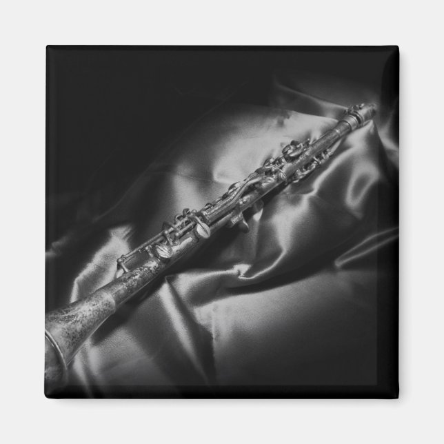 Antique clarinet still life, B&W Magnet (Front)
