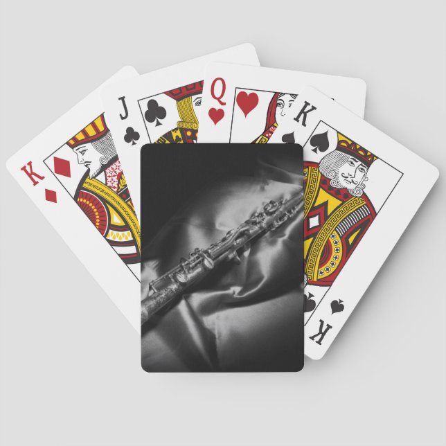 Antique clarinet still life, B&W Playing Cards (Back)