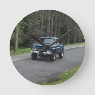 Antique classic Blue GMC Pickup Truck Round Clock