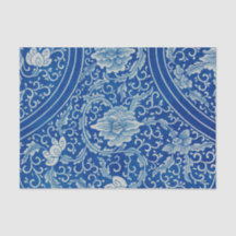 Antique Classic Chinese Floral Cobalt Blue Pattern
