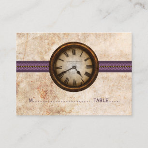 Antique Clock Place Card, Purple Card