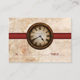 Antique Clock Place Card, Red Card