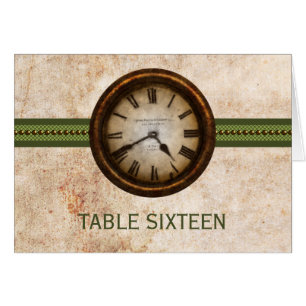 Antique Clock Table Number Card, Green