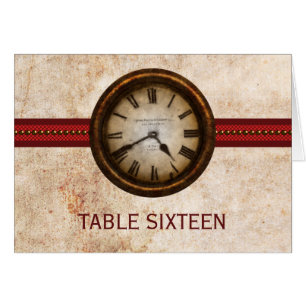 Antique Clock Table Number Card, Red