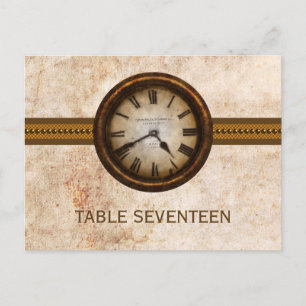 Antique Clock Table Number Postcard, Brown Postcard