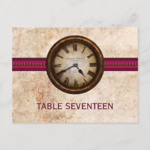 Antique Clock Table Number Postcard, Fuchsia Postcard