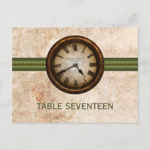 Antique Clock Table Number Postcard, Green Postcard