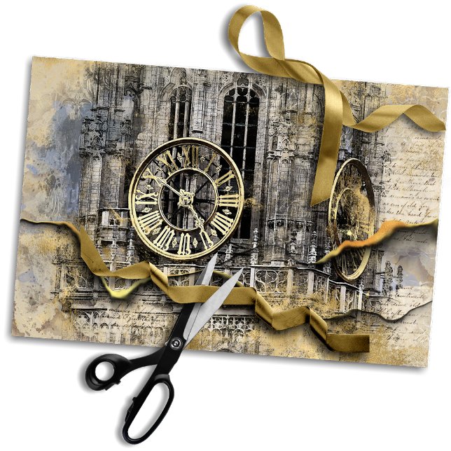 Antique Clock Tower | Steampunk Ripped Decoupage Tissue Paper (Creator Uploaded)