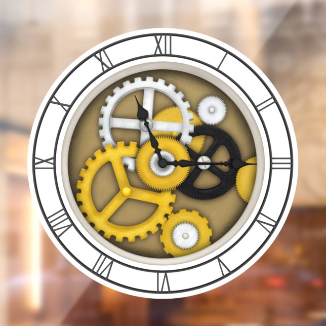 Antique Clockface with Trompe L'oeil Gears Decal (Sheet 2)