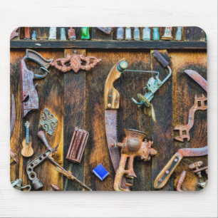 Antique collection on wall mouse pad