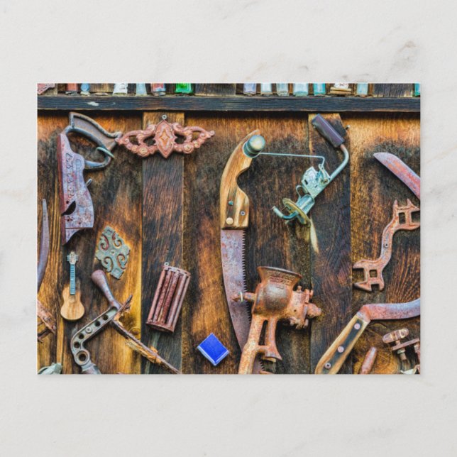 Antique collection on wall postcard (Front)