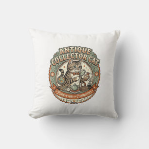 Antique Collector Cat Antique Collector Cat Vintag Cushion