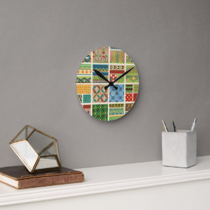 Antique Colourful Patchwork  Round Clock