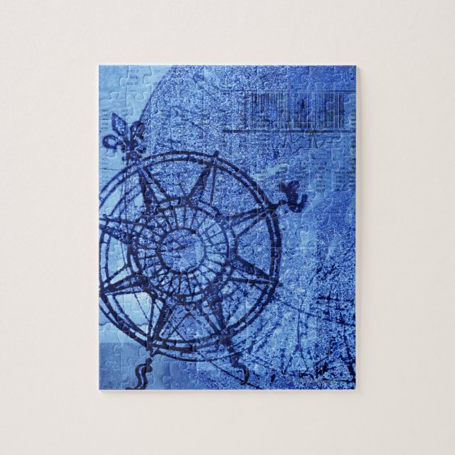 Antique compass rose jigsaw puzzle (Vertical)