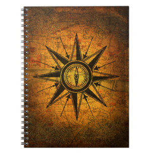 Antique Compass Rose Spiral Notebook